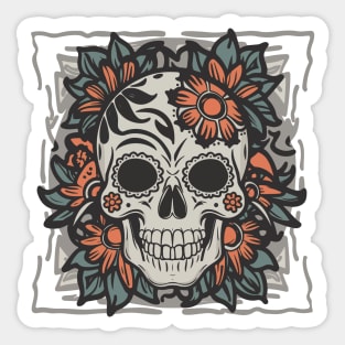 Floral skull retro tattoo Sticker